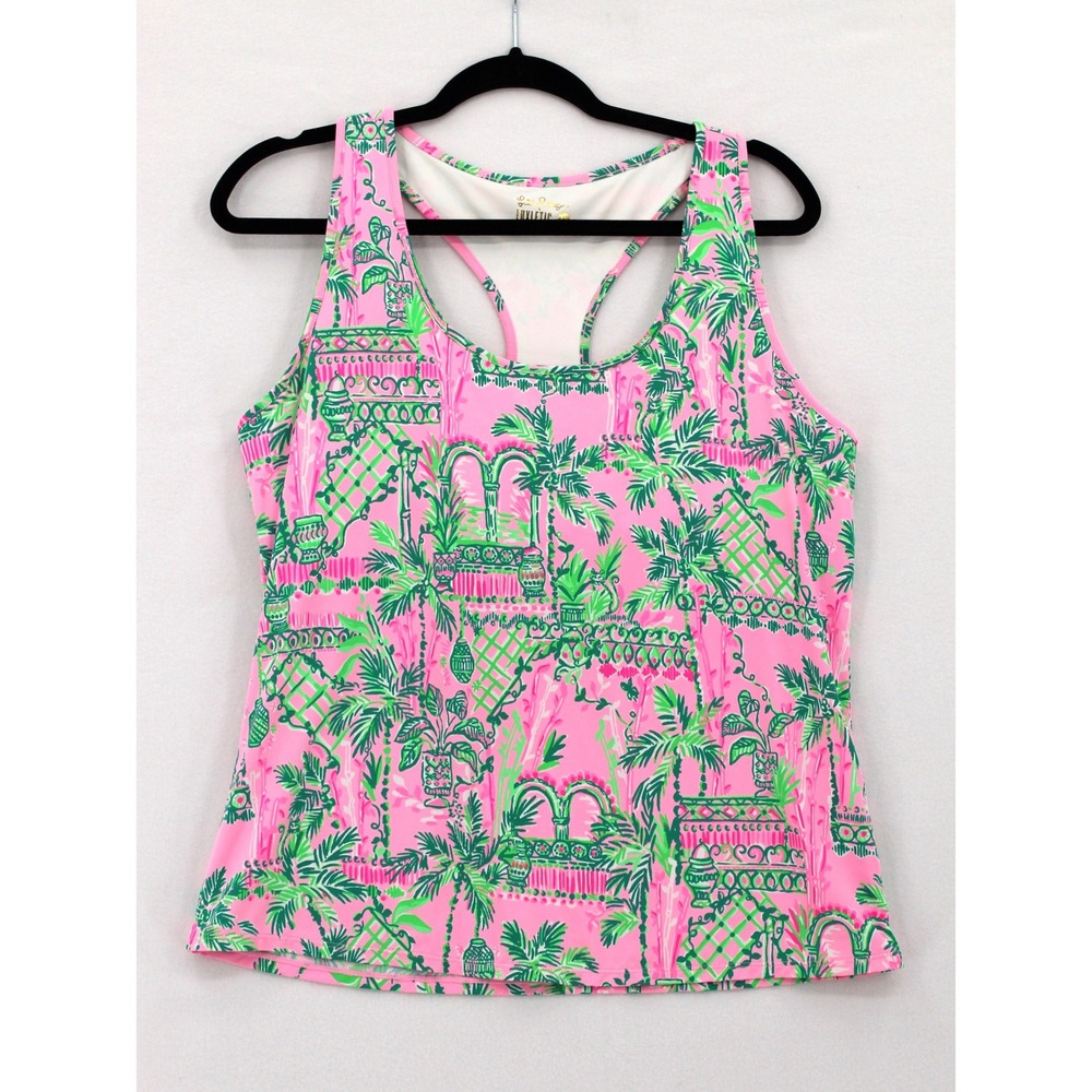 Lilly Pulitzer Luxletic Mina Bra Tank Top XL Mandevile Baby Pink Geen